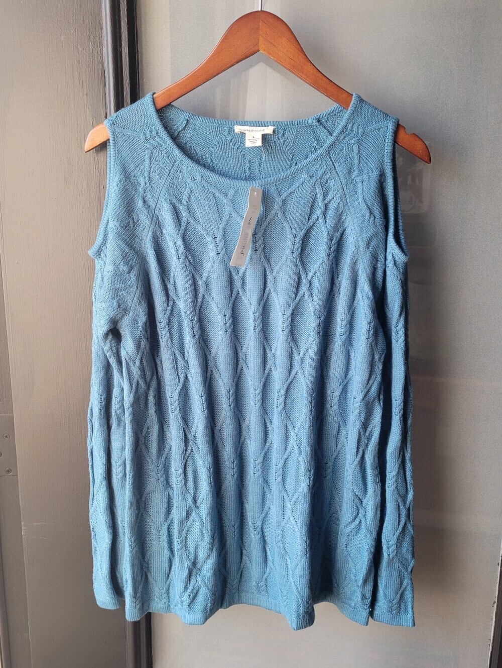 Westbound Cold Shoulder Women's Cable Knit Sweater Size Large Retail $49